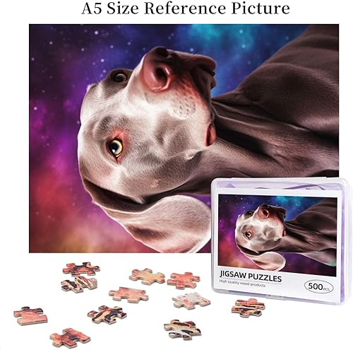 Miniatura 5 de Rainbow Galactic Weimaraner - Rompecabezas de 500 piezas para adultos y niños, rompecabezas para colgar en la pared, descompresión intelectual,