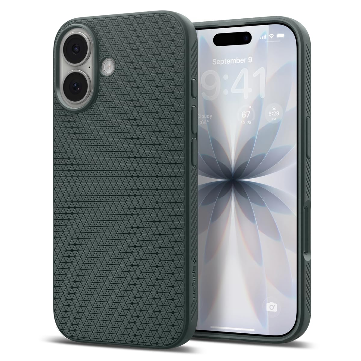 Spigen iPhone 17 Hülle [rutschfest] [DURCHDACHTE Details] Liquid Air Case Slim TPU mit Truss-Design, Militärgeprüfter Schutz, Sound Tunnel Technologie Handyhülle –Abyss Green