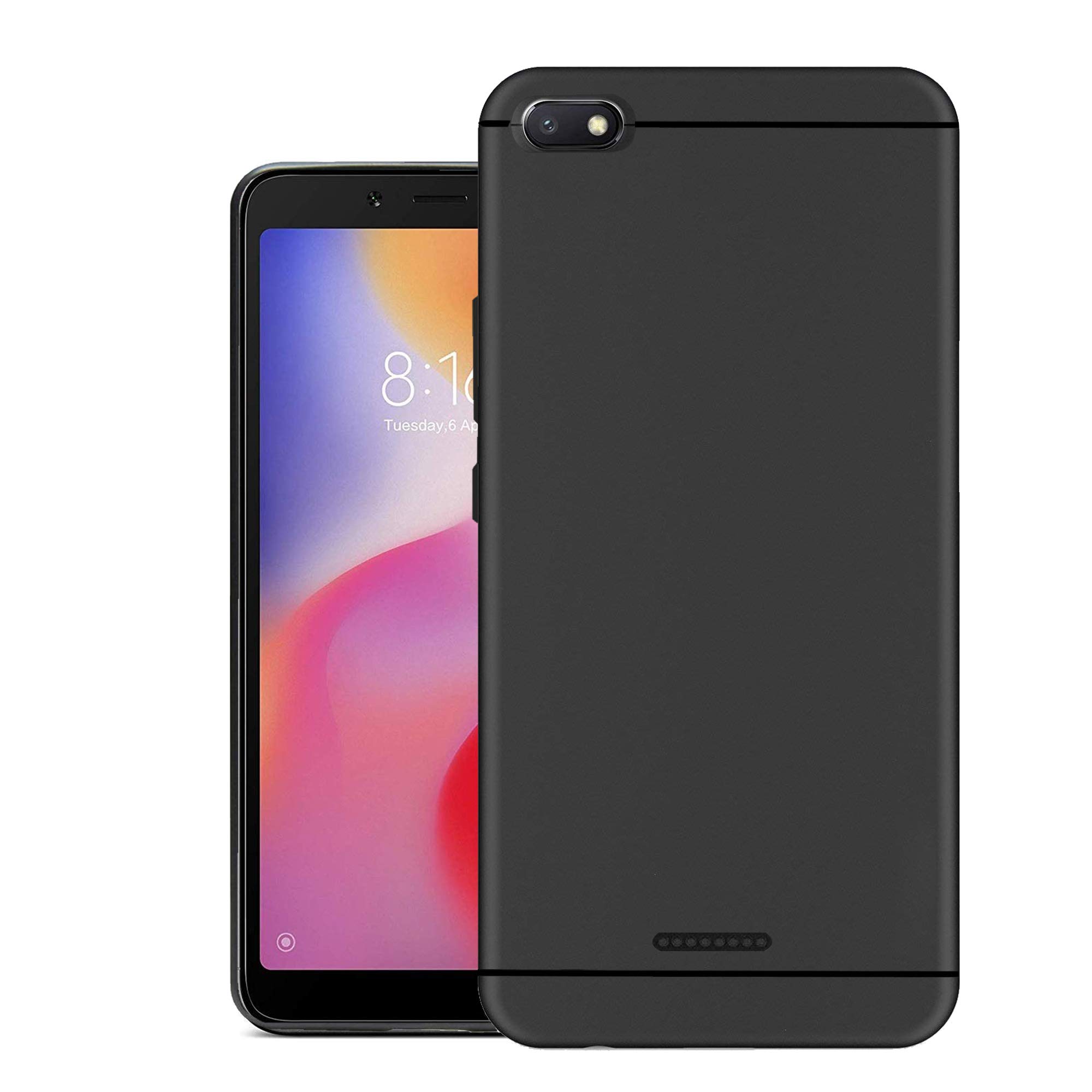 HELLO ZONE Exclusive Matte Finish Soft Back Case Cover for Redmi 6A - Black
