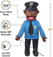 Vista 3 de Policía de 25 pulgadas, hombre negro, cuerpo completo, marioneta estilo ventrílocuo