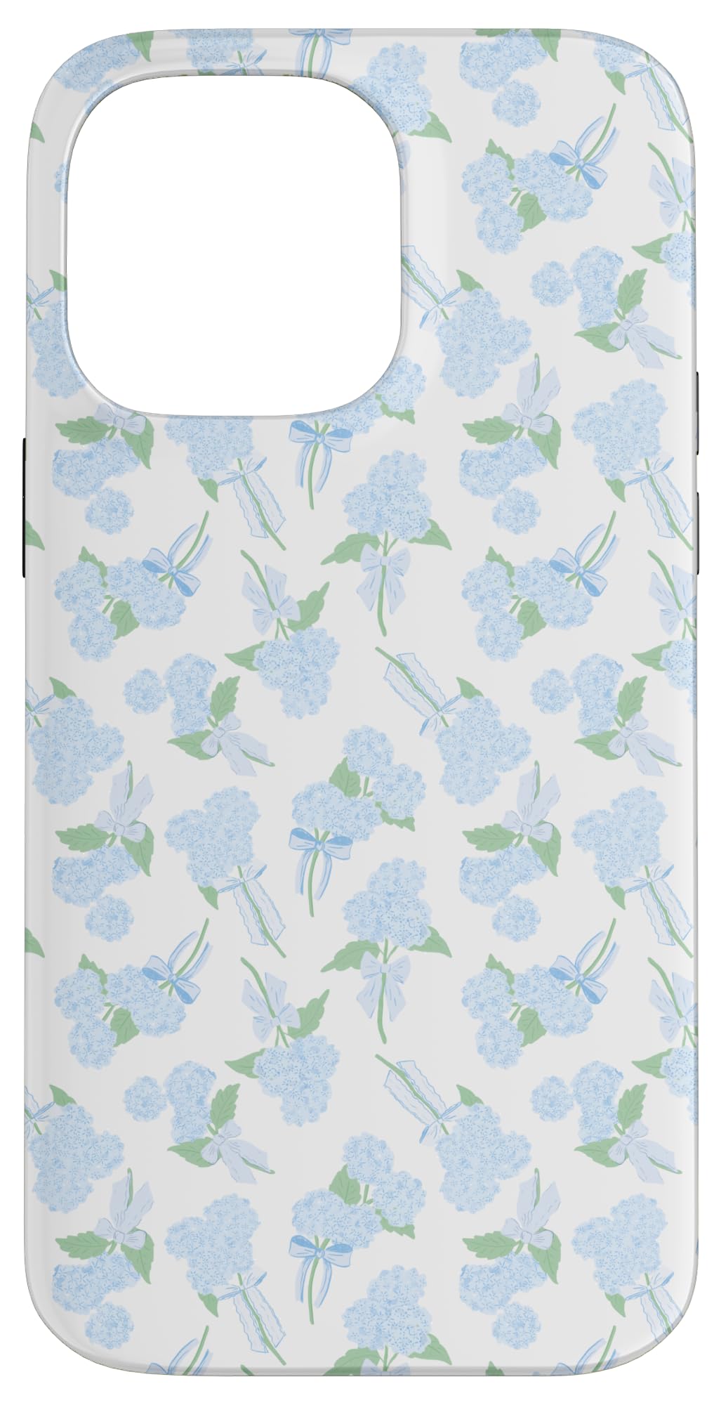 iPhone 14 Pro Max Preppy Coquette Hydrangeas and Bows in Pastel Blue Case