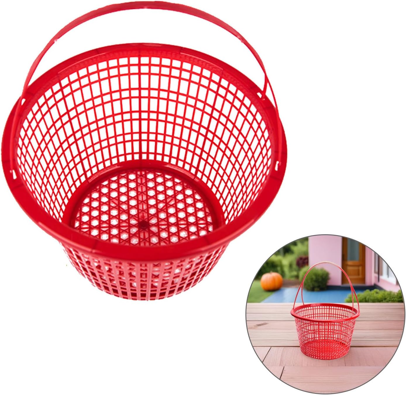 Ciieeo 10pcs Reusable Plastic Fruit Picking Basket with Handle for Strawberry Cherry and Blueberry Harvesting, 1.5kg Capacity, Mesh Design for Easy Storage and Portable Outdoor Use