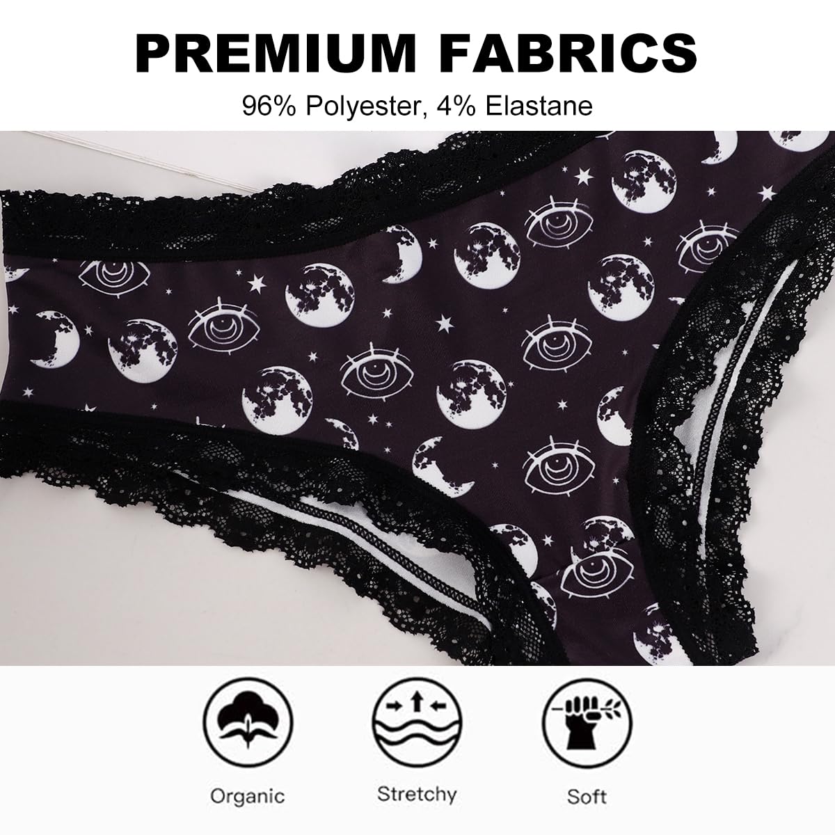 SENBEVINI 6-Pack Gothic & Cute Cheeky Panties for Women - Skull Lace Underwear Set: XX-Large Multicolor4