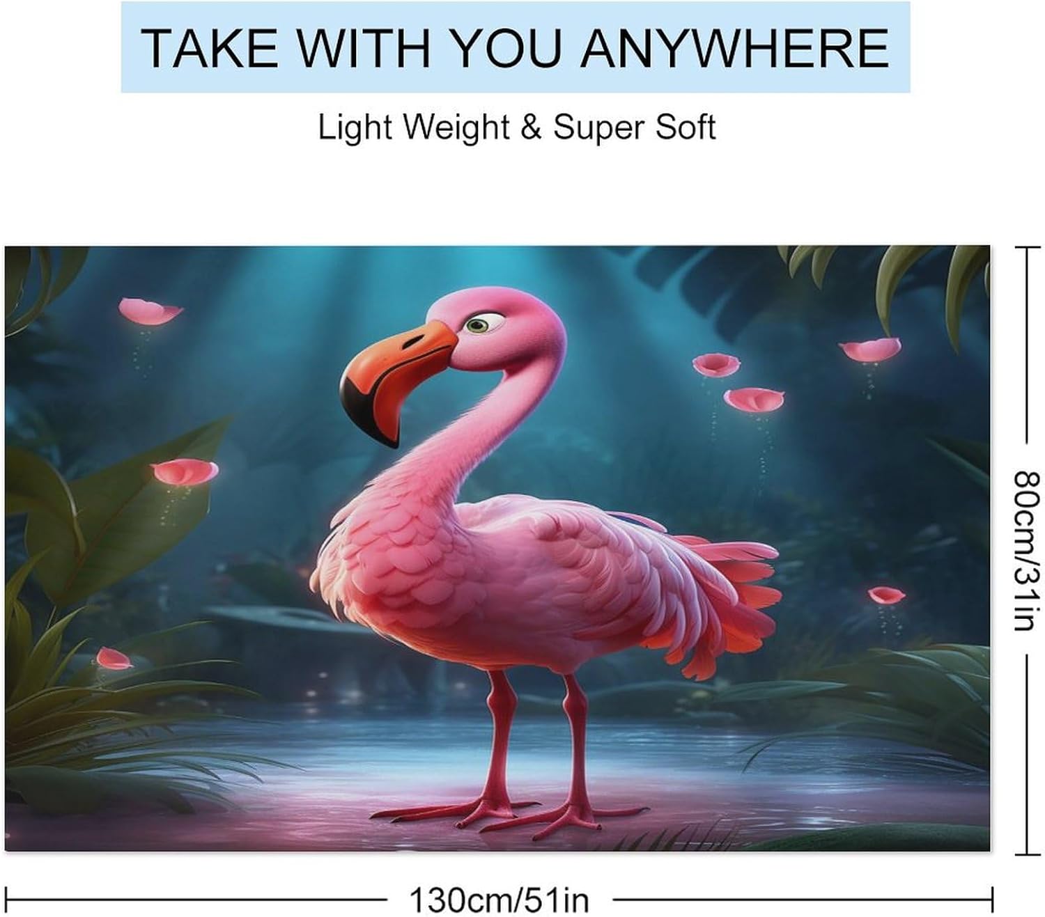 Swimming Towel, Flamingo in Habitat Printed Fashion Towel,Portable Towel,Durable Towel