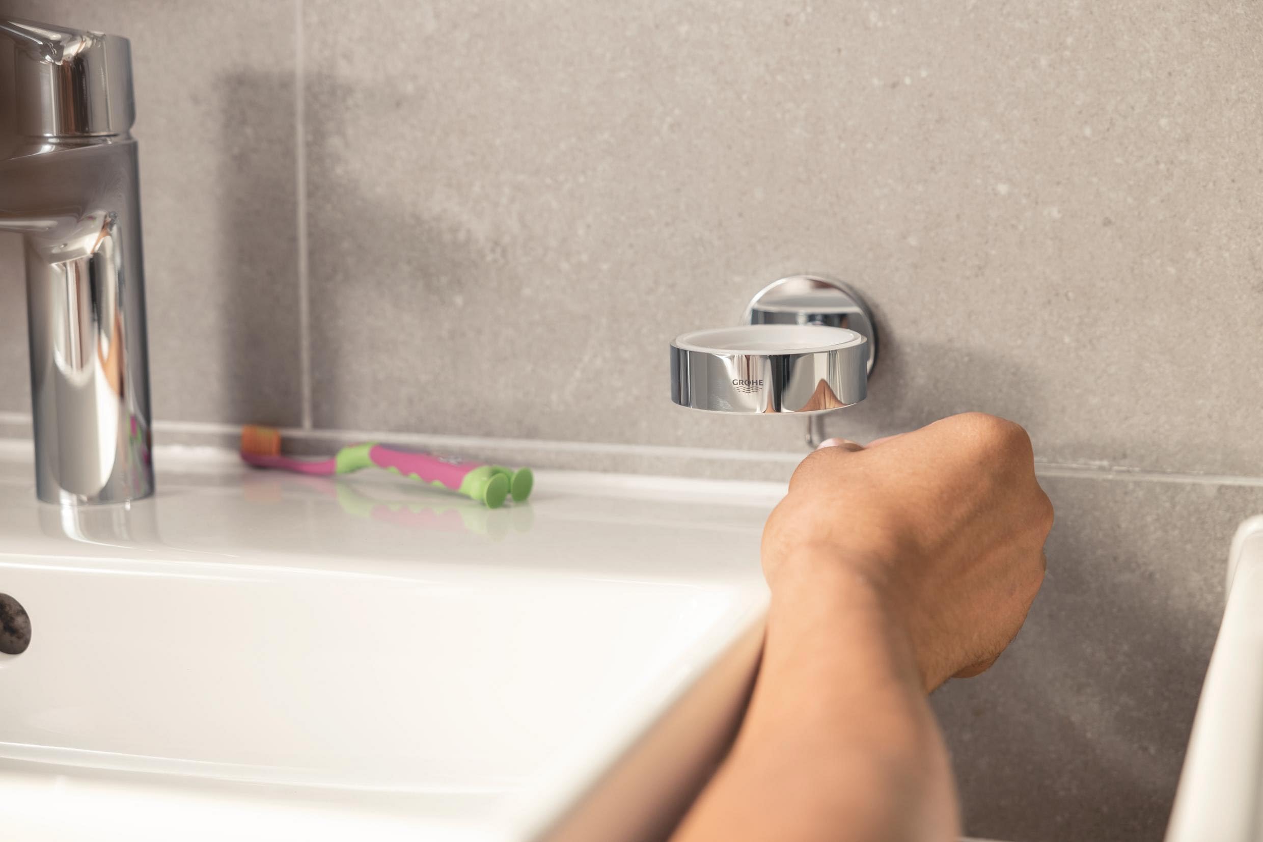 GROHE Zapasowa płyta montażowa do wiercenia lub klejenia, pasująca do akcesoriów łazienkowych GROHE Quickfix, klejona, 40917000