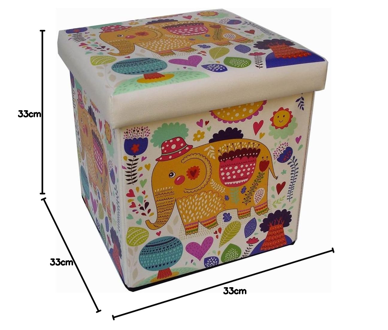 Biscottini Pouf contenitore bambini e adulti 33x33x33 cm | Scatole portaoggetti richiudibili con coperchio | Pouf contenitore quadrato con decorazioni