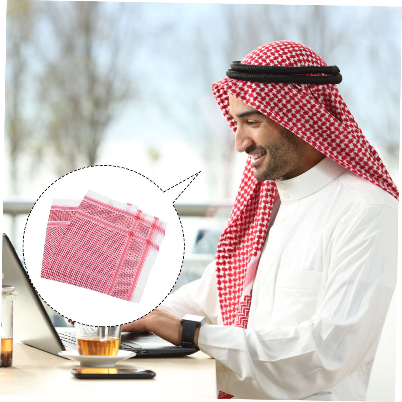 COLLBATH Saudi Arabia Checkered Kerchief for Men Scarf Headwear for Travel and Outdoor Use Comfortable and Stylish Head Wrap