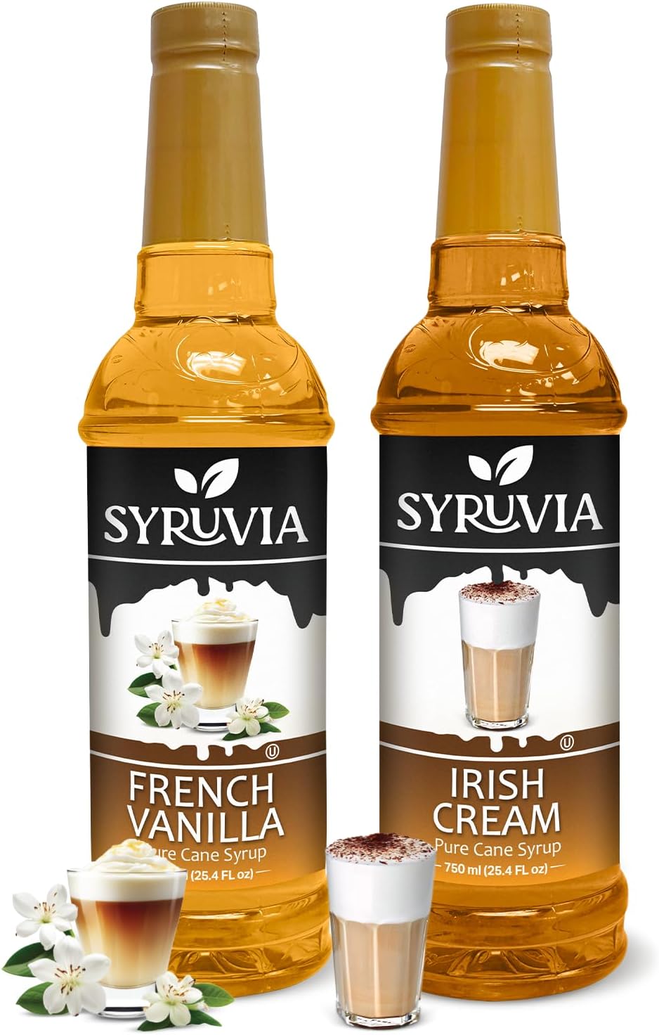 Coffee Syrup Variety Pack - French Vanilla & Irish Cream- Gluten-Free, Kosher, 25.4 fl oz Bottles - Enhance Your Coffee Experience with Premium Flavoring Syrups