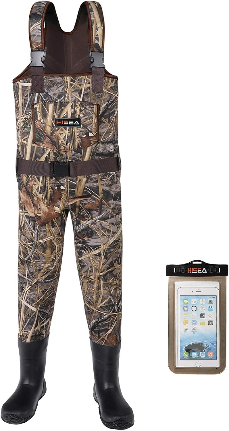 HISEA Kids Chest Waders Neoprene Fishing Waders for Toddler & Children Youth Duck Hunting Waders for Kids Boy and Girl with Waterproof Insulated Cleated Boots : Sports & Outdoors