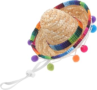 SEWACC Small Mexican Sombrero Hat with Chin Strap, Lightweight Party Hat
