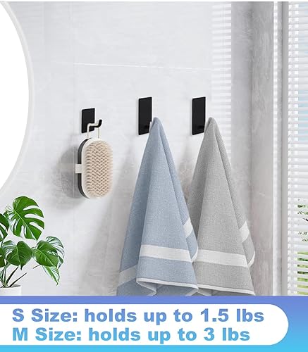 Miniatura 4 de 14 ganchos para toallas con tiras extraíbles para colgar, adhesivo de pared resistente, al aire libre sin daños, gancho adhesivo para baños, ducha,