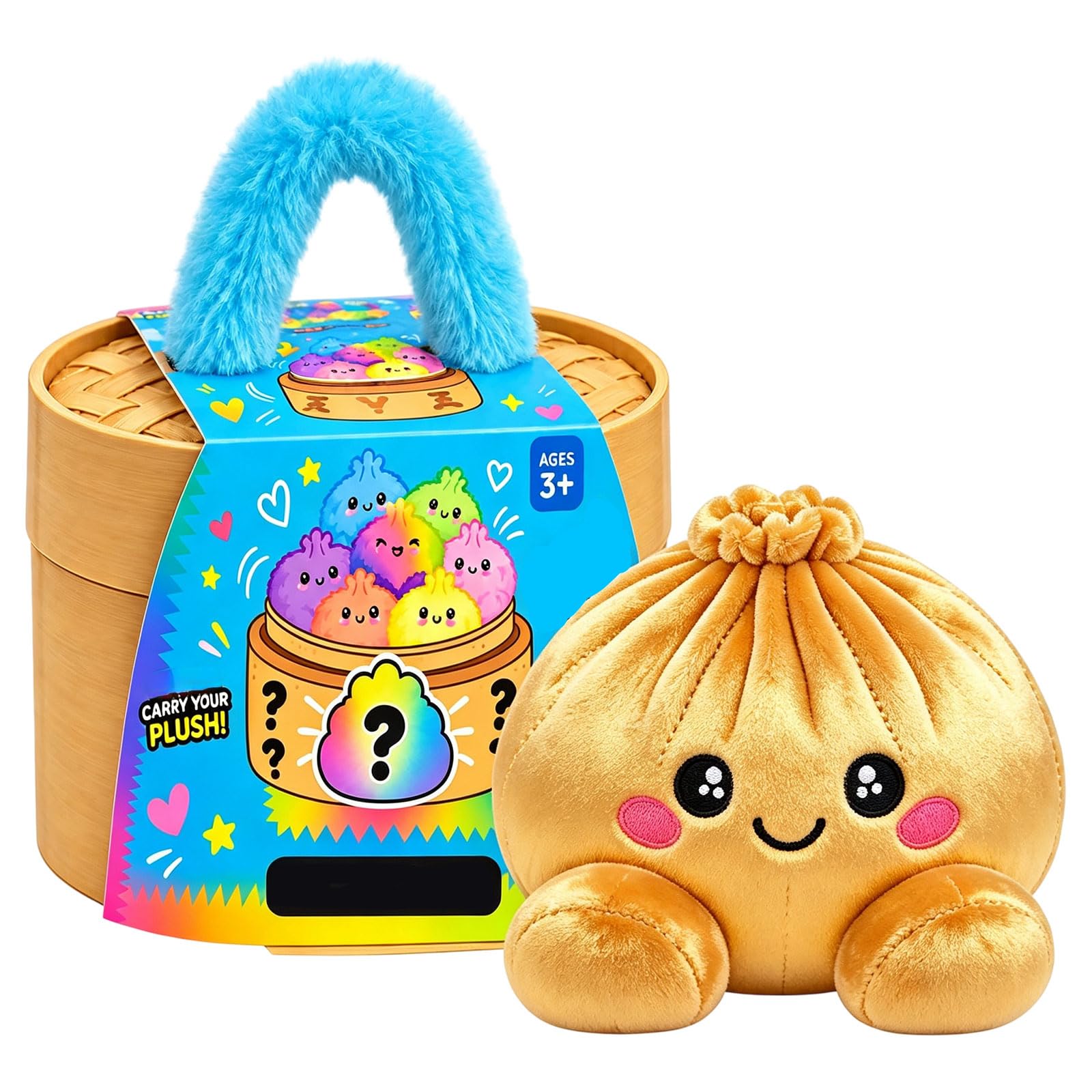 Plush Dumpling Mystery Squishy Bao Bun with Steamer Blind，Gold
