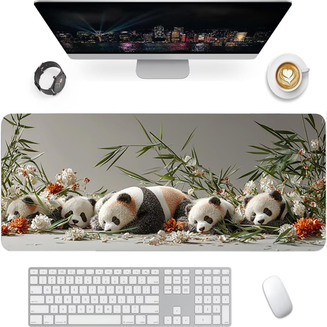 Podkładka pod mysz do gier XXL Panda Anime, podkładka pod mysz XXL 1600 x 800 x 3 mm, podkładka pod mysz matowa, bardzo duża z tkaniny, antypoślizgowa podstawa, dla graczy, osobista -43005