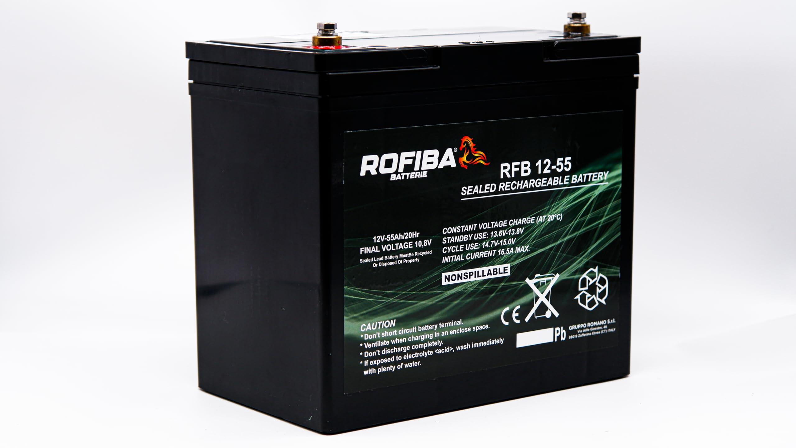Batteria Rofiba RFB 12-55 55Ah 12V VRLA AGM Deep Cycle – Alta Prestazione, Scarica Lenta, Terminali M6 – Ideale per Veicoli Elettrici = 12LCP-56-12FGL55 - ZL120155 -FHP12-55 - LDC12-55