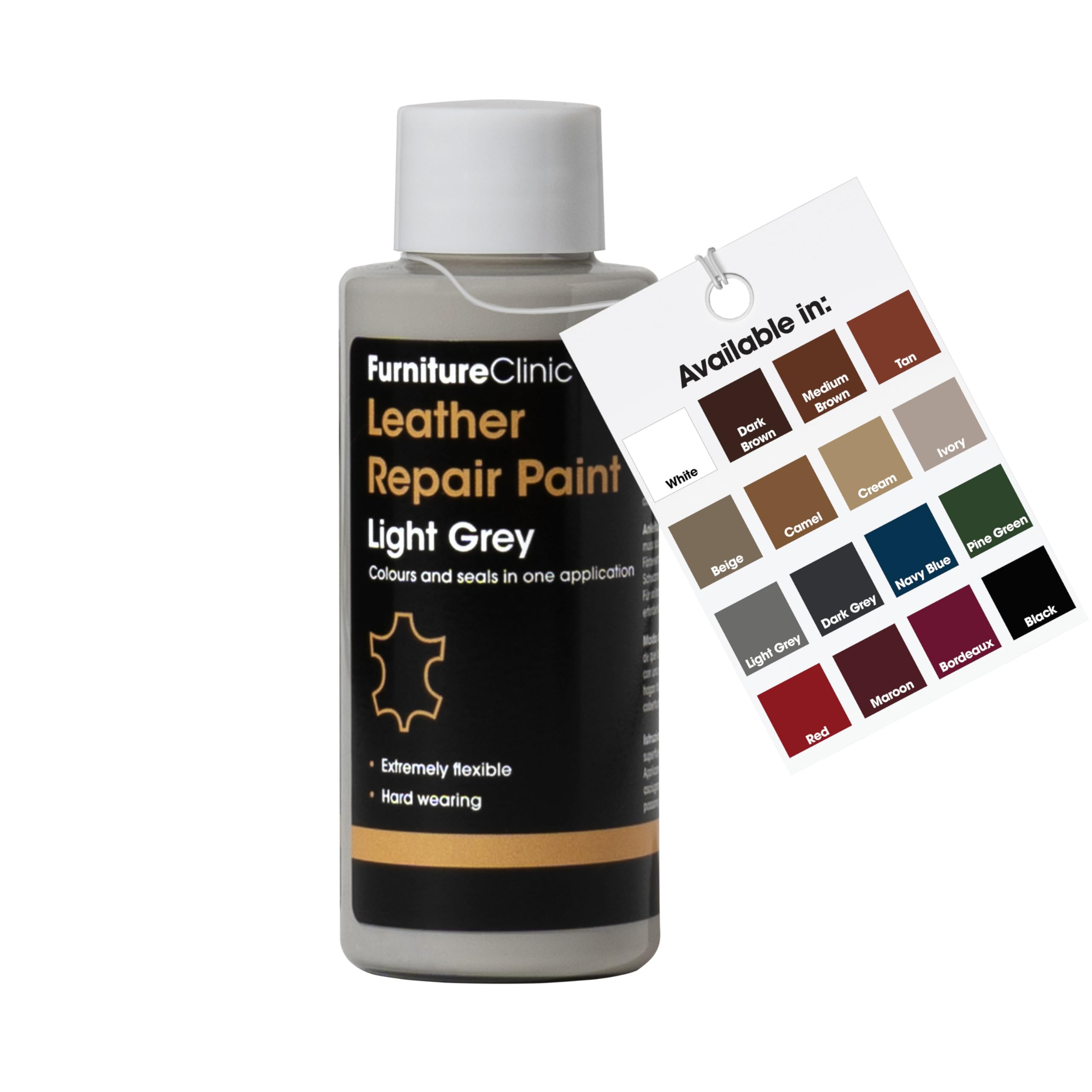 Furniture Clinic Leather Repair Paint, Color and Finish, Light Grey