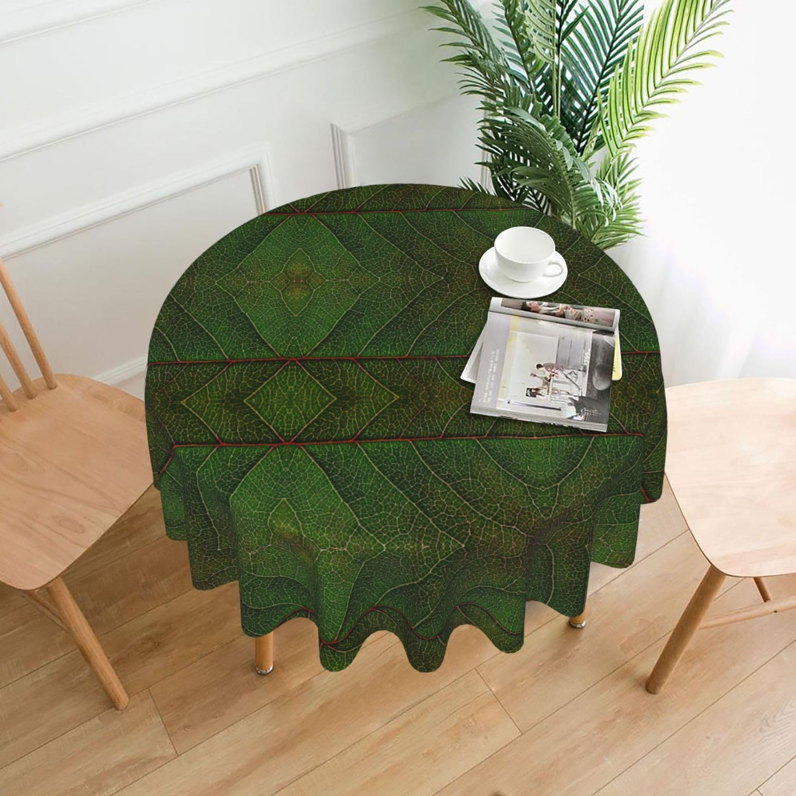 Nappe ronde 152 cm texture veines imperméable et infroissable pour la table de salle à manger