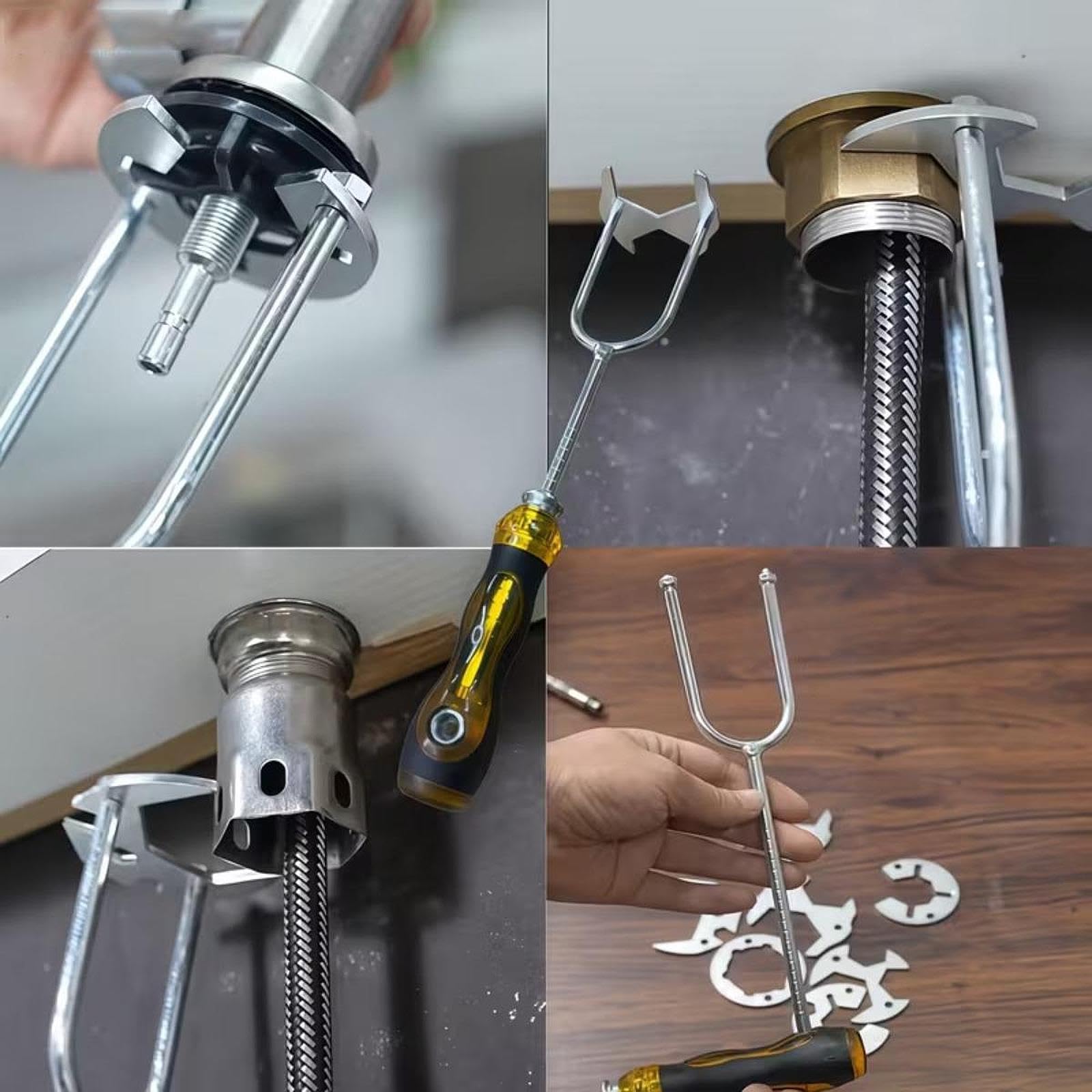 F Fityle Llave de fregadero, herramienta de fontanero, herramienta manual profesional, llave universal resistente para grifo debajo del fregadero, para