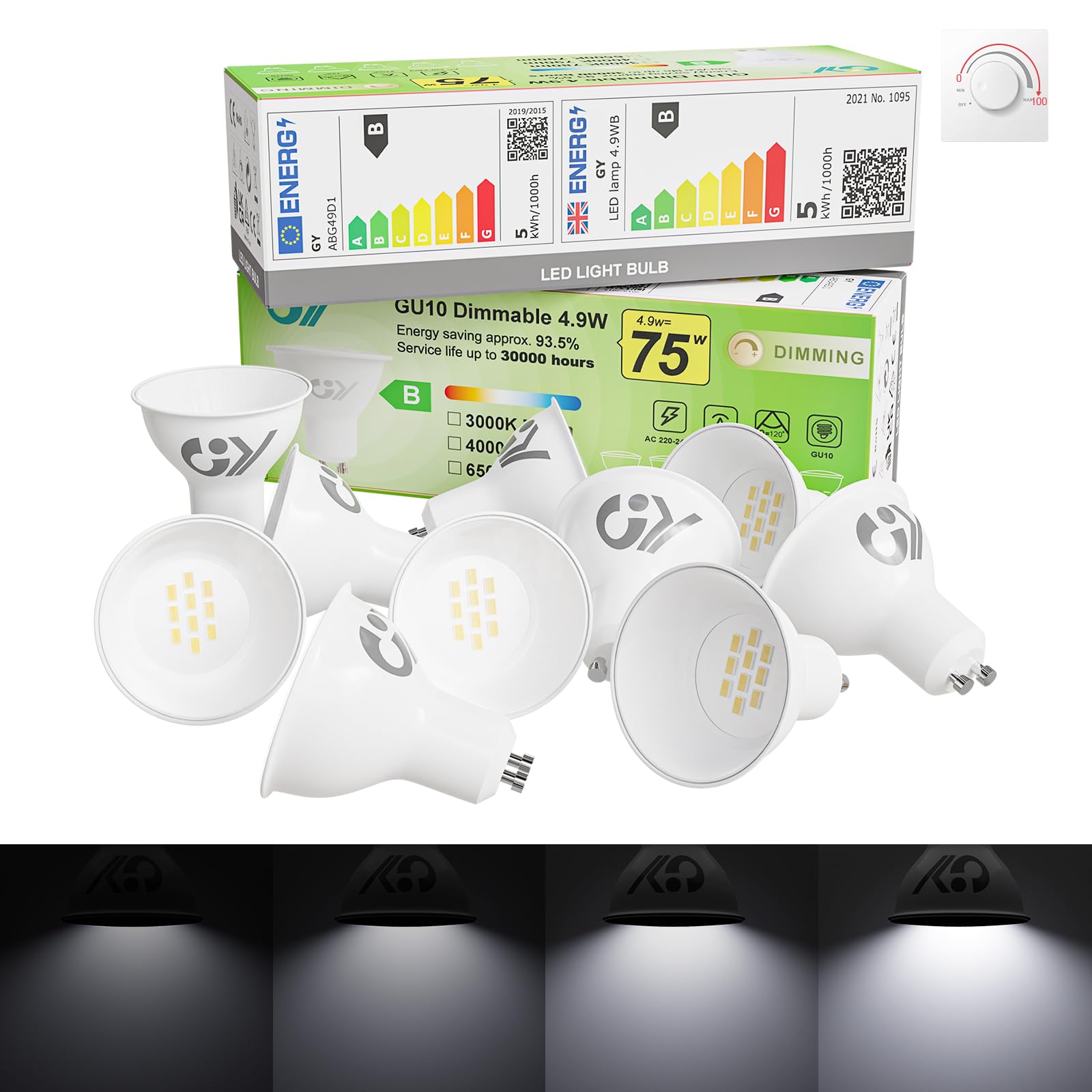 Sponsored Ad – Dimmable GU10 Cool White 790 Lumen High Energy Efficiency LED Bulbs,4.9W 6500K 120° Wide Beam Angle Energy Saving Lamp, 75W Replacement,10 Pack