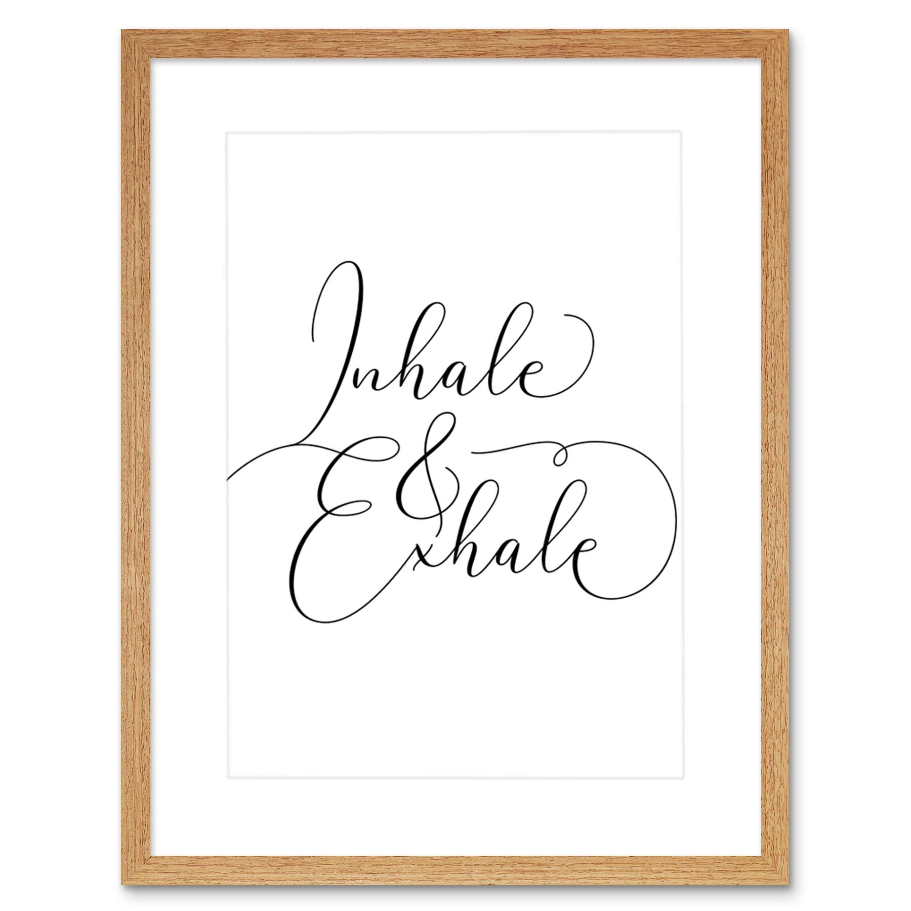 Wee Blue Coo Inhale And Exhale Modern Typography Artwork Framed Wall Art Print 12X16 Inch