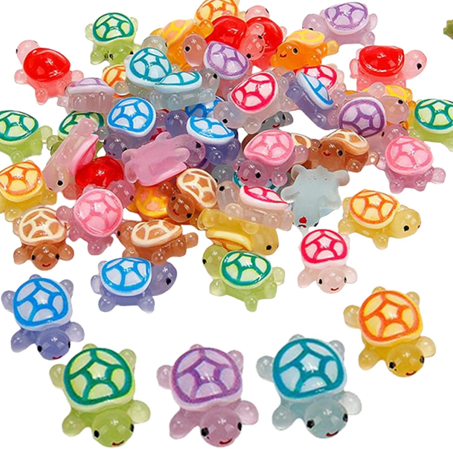 MaoNativey 30 PCS Glow in The Dark Mini Turtles - Tiny Resin Figurines for Fairy Gardens, DIY Crafts, Dollhouse Miniatures, Micro Landscaping, Home Decor, Night Light Decorations