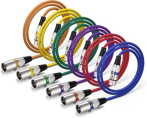 Miniatura 30 de EBXYA Cable XLR de 2 pies, paquete de 10 unidades, 3 pines, cable de micrófono XLR equilibrado macho a hembra, adecuado para mezclador de audio, 10