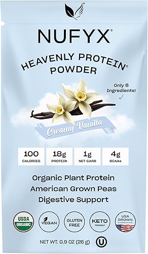 NUFYX® • Heavenly Protein® Powder • Los mejores guisantes cultivados en Estados Unidos 100% orgánicos del mundo • Vegano • Sin gluten • Bajo en