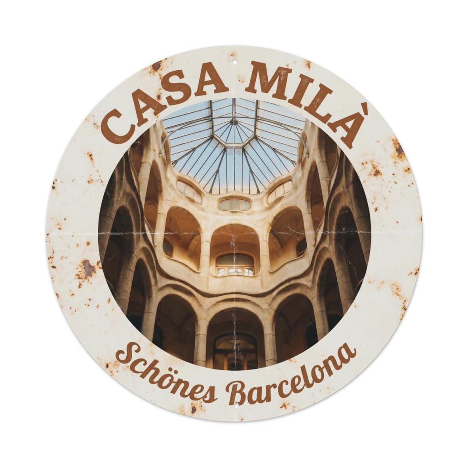 Vintage Travel Casa Mila Gaudi Barcelona Metal Tin Sign Plaque