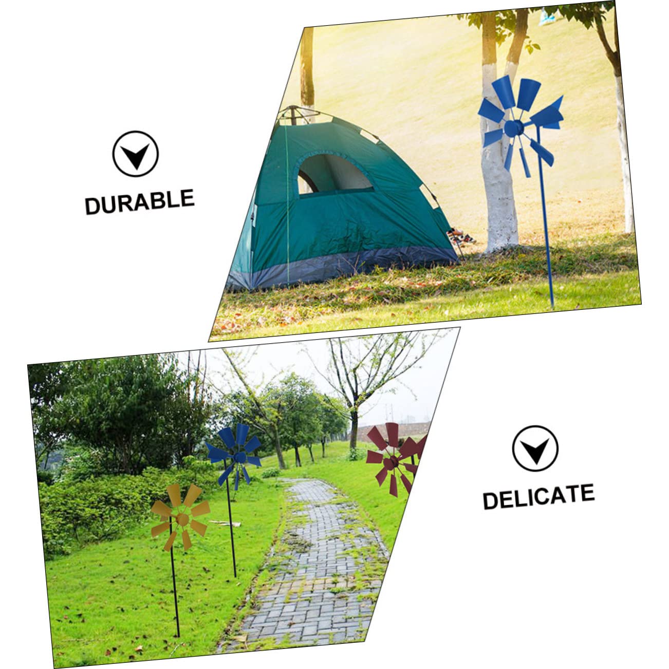 HEMOTON 3 Stück Metall Windmühlen für Garten und Außenbereich | Dekorative Gartenstecker für Park und Hof, Leicht zu Verwenden, Sichere Ausführung, Einzigartige Optik