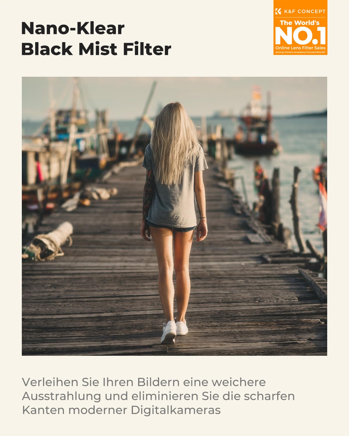 K&F CONCEPT Black Mist 1/8 Filter 49mm mit Objektivdeckel, Reinigungstuch, Schutzfilter mit Optisches Glas mit 18-facher Nano-Beschichtung (Nano Klear)