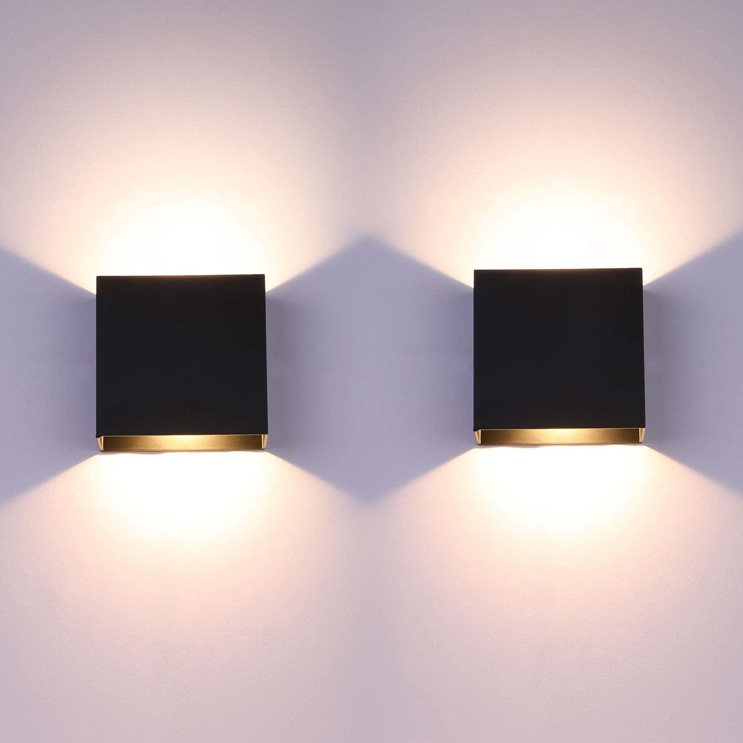 Lightess LED Wall Sconce Hardwired 10W, Set of 2 Modern Wall Lamp Black, Up Down Wall Mount Lights Mini Metal for Living Room Bedroom Hallway Decor, Warm White, O1185TP
