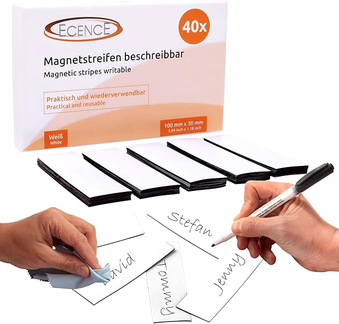 ECENCE 40pcs whiteboard Strips Suitable for Writing on 3.94inchx1.18inch