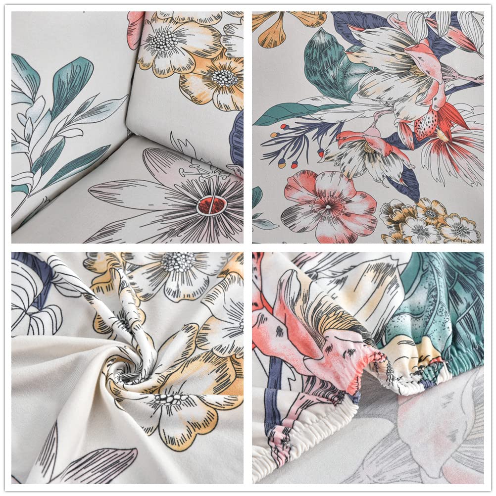 Highdi 2 Copripoltrona Con Orecchie Elasticizzati - 1 Posto Floreale Con Fodera Cuscino - Antiscivolo Universale Bauhinia - 2