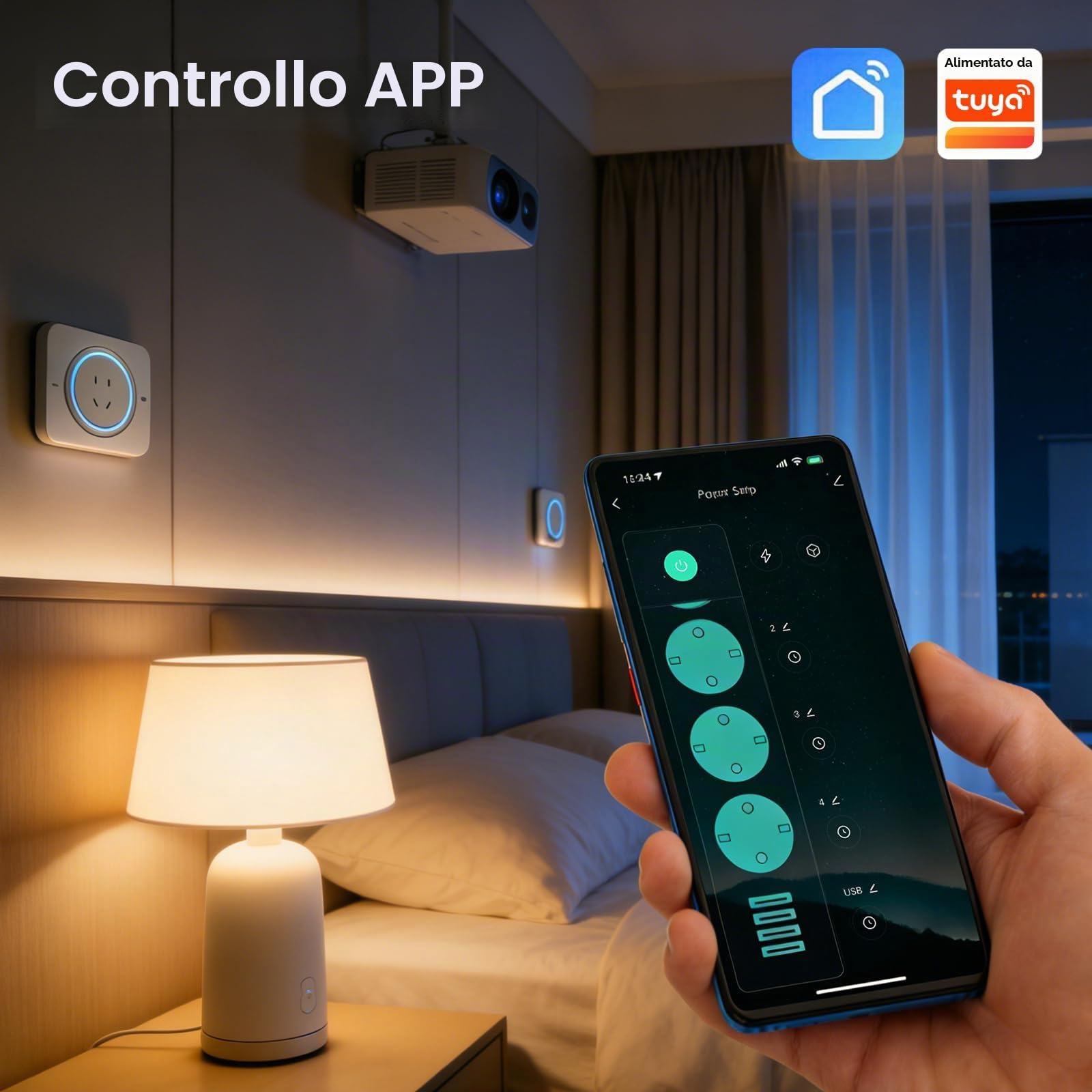 ANTELA Multipresa Smart con Monitoraggio del Consumo Ciabatta Smart Alexa | Protezione da Sovraccarico, 4 Prese AC + 4 Porte USB, Telecomando APP, Programma e Timer