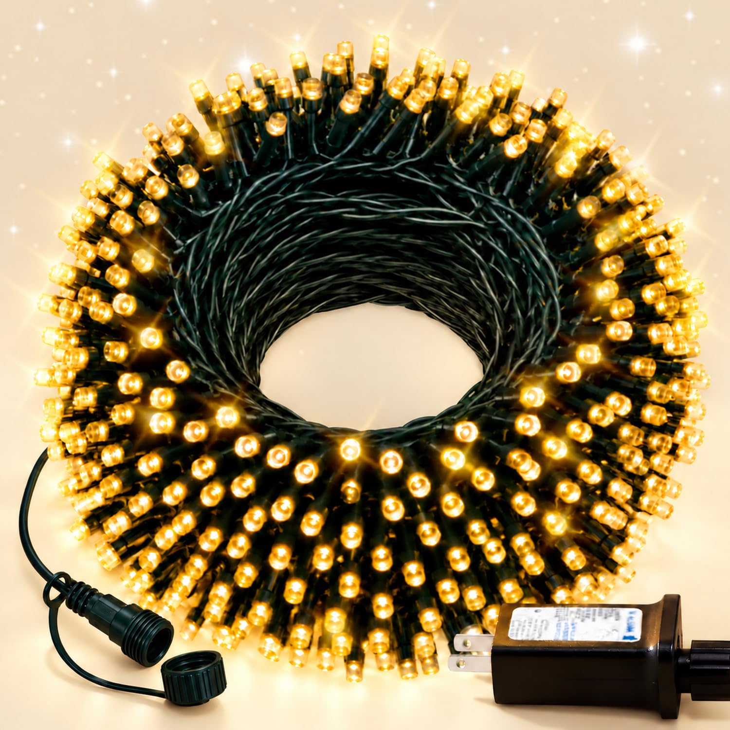 RUMCU LIFE 100′ Outdoor Christmas String Lights in Warm White