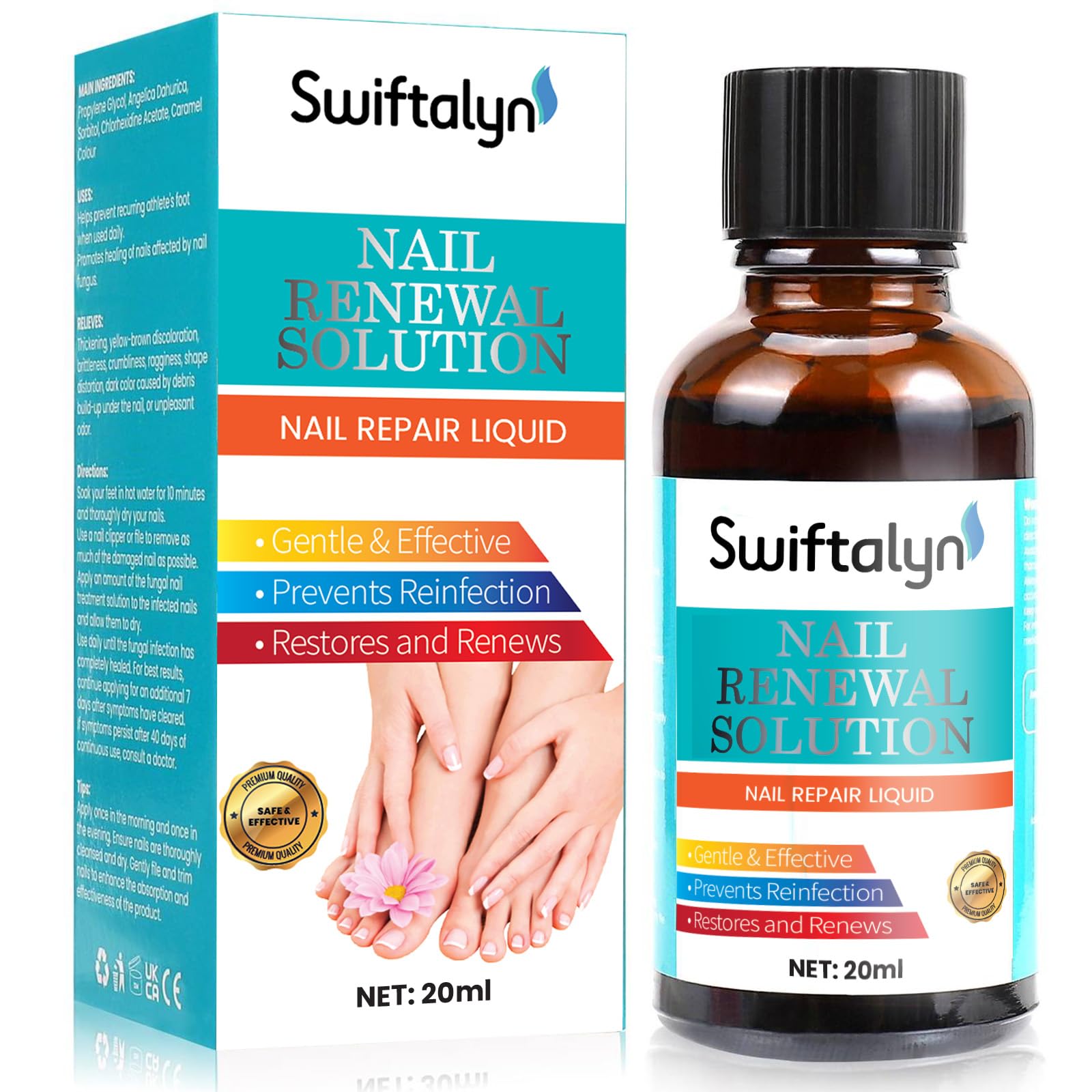 Nail Treatment For Toenails: Extra Strength Nail Solution with Brush for Toenails, Fingernails, Cuticles, Ingrown Nail Treatment - Fast Repair & Growth Formula 20ml