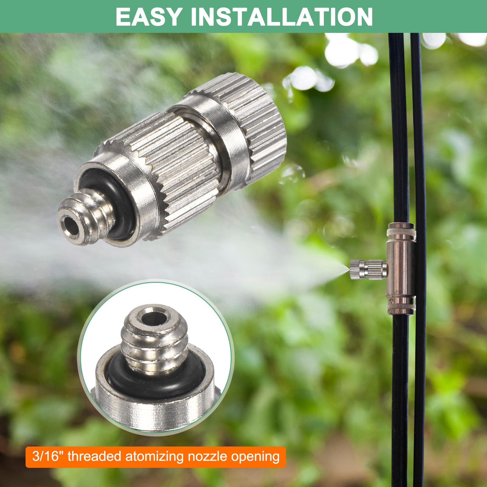 10er-Pack Messing-Sprühdüsen, 0,5 mm Öffnungsdurchmesser. Sprühdüsen aus Messing, Hochdruck-Sprühdüsenkopf für Außenkühlsysteme/Gewächshäuser/Landschaftsbau [3/16" Gewinde]