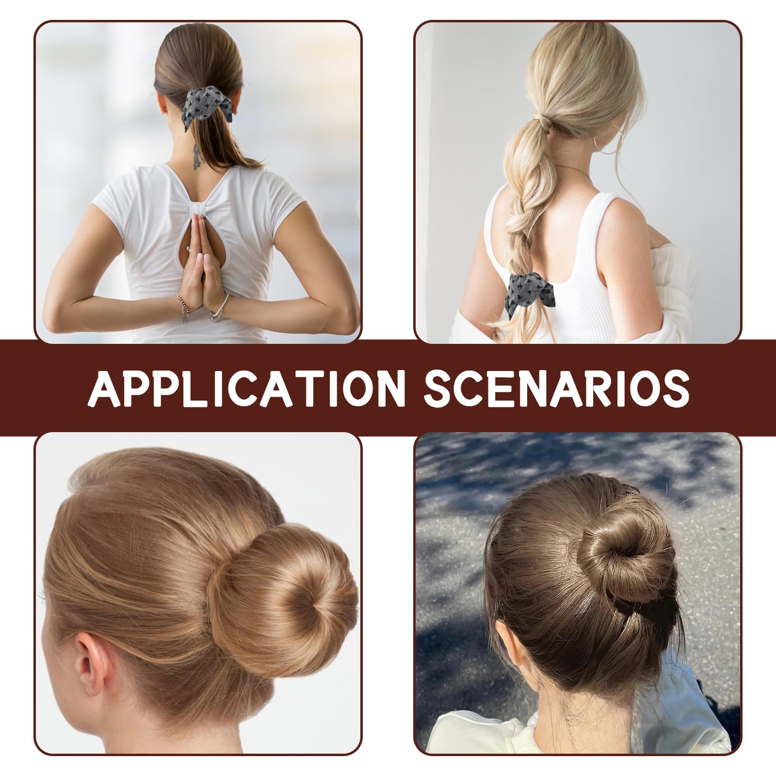 3 Pcs Magic Hair Bun Maker & Hair Ring,French Twist Fold Wrap Snap Band,Easy Donut Bun Maker for Hair Bow Hair Scrunchies,Hair Accessories For Women Girl - Image 4