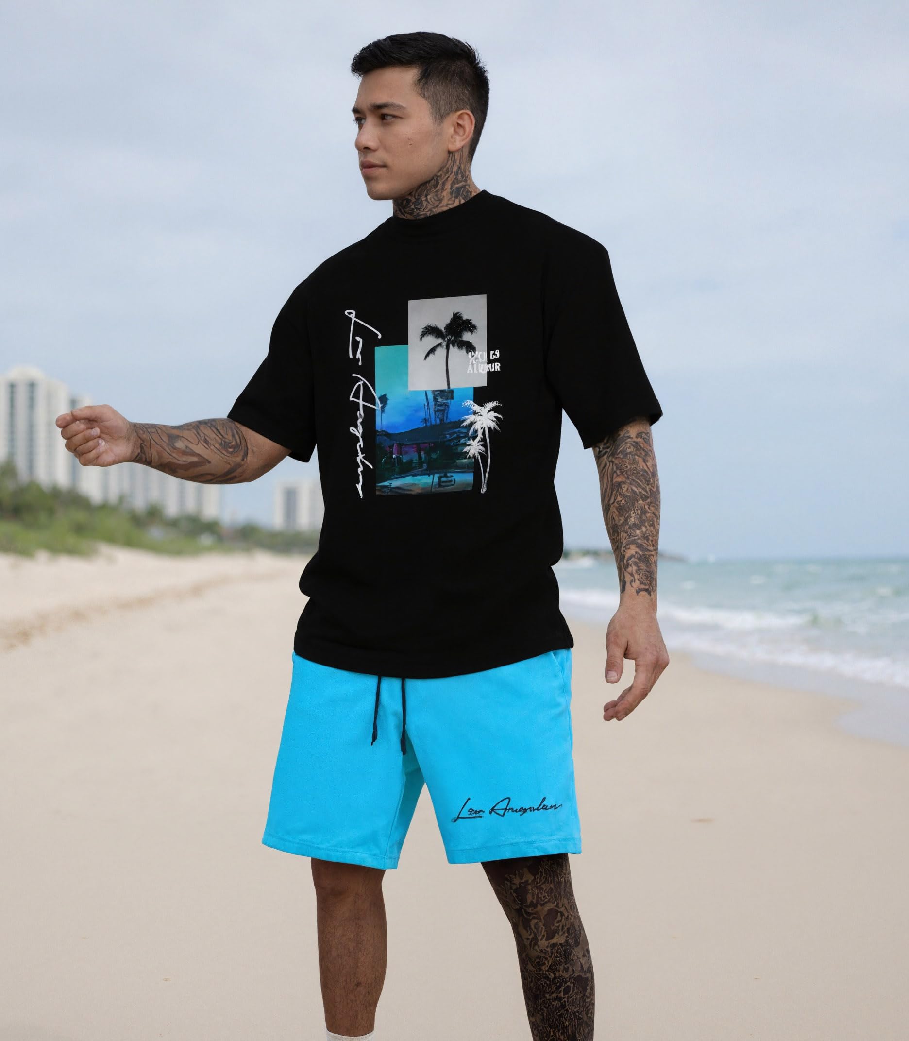 Conjunto de 2 piezas de camisa de manga corta y pantalones cortos para hombre — view 2