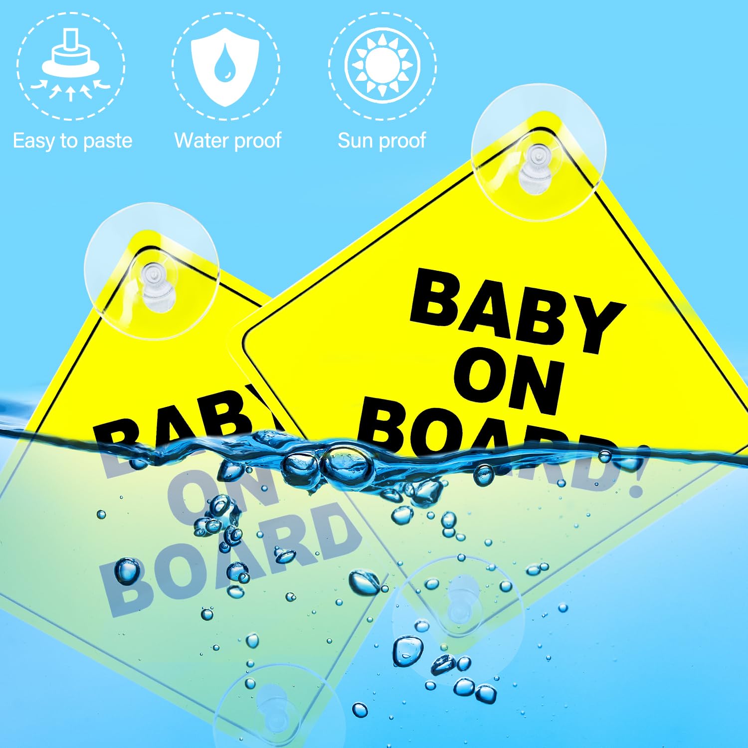Baby Aan Boord Van Teken Met Het Silhouet Van De Kindrammelaar In Gele Driehoek Op Een Witte Achtergrond Autosticker Met Image95471923