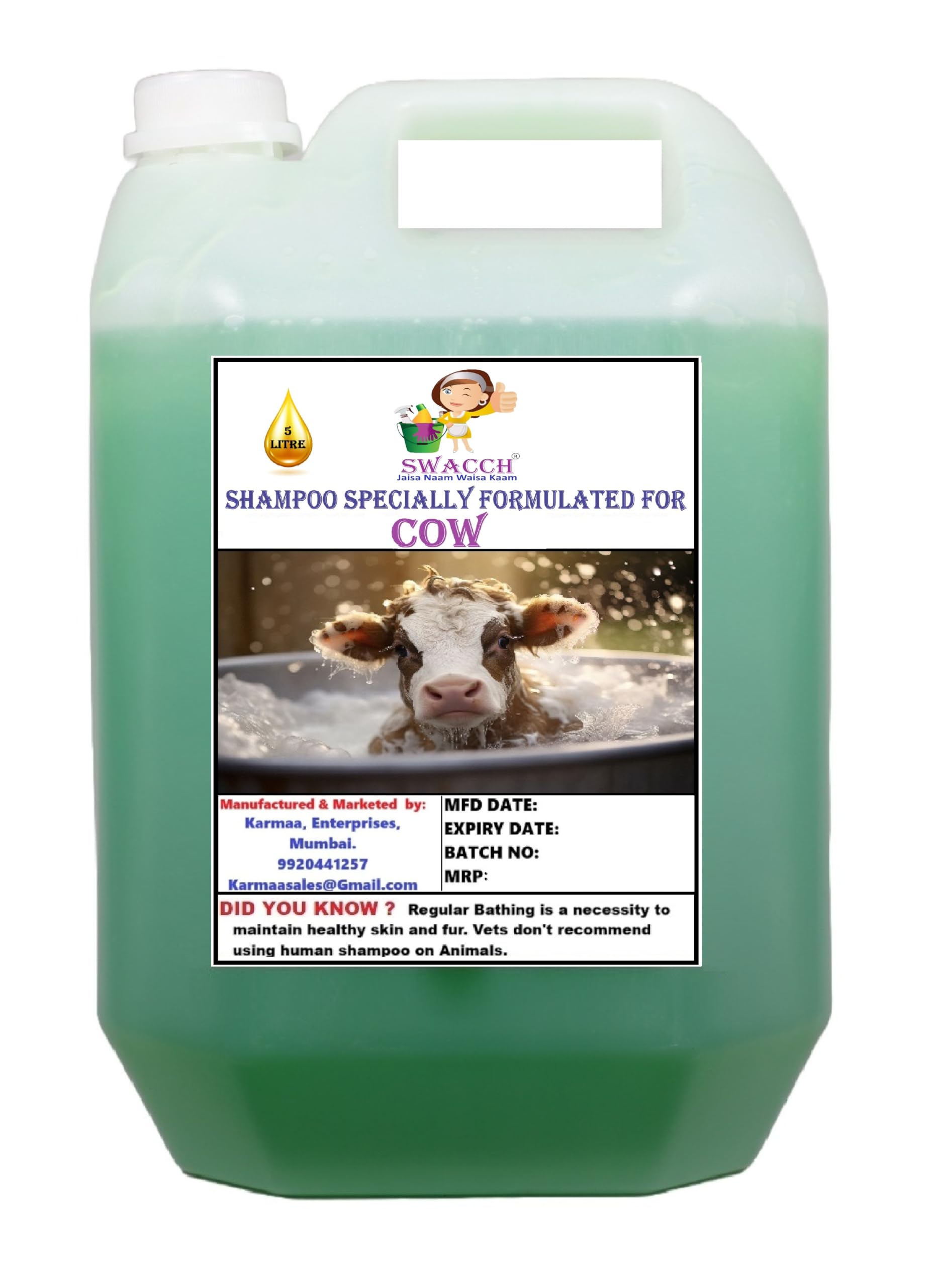 Swacch Shampoo Specially Formulated for Cow (5 Litre) Neem Alovera-image-12