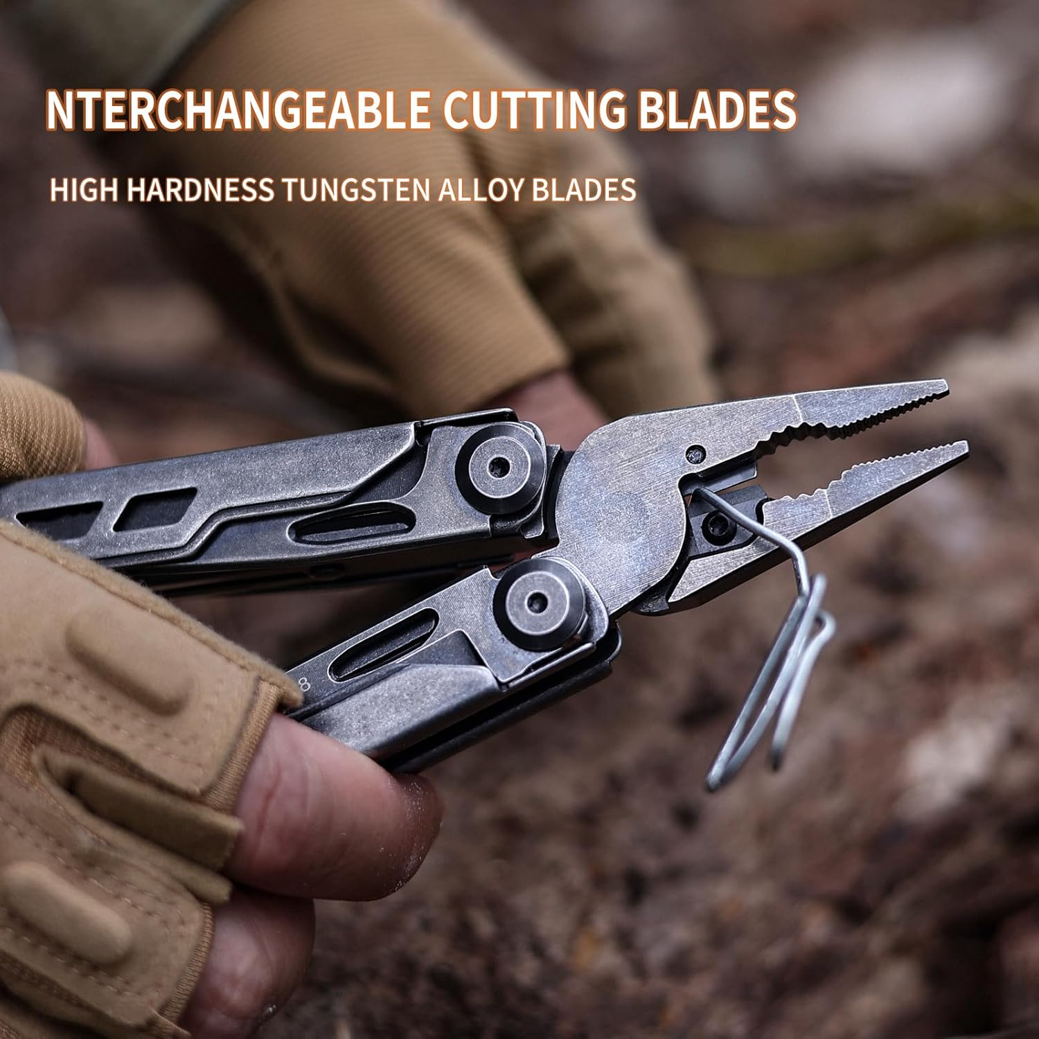 GrandHarvest professional multitool, large folding scissors, multifunction pliers, folding knife, equipped with a nylon case, suitable for camping, outdoor activities, and repairs