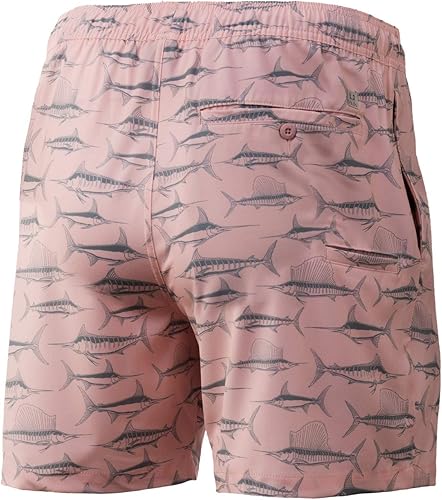 Miniatura 24 de HUK Pantalones cortos de pesca y natación Playa de secado rápido para hombre + UPF 30 Key Lime - 6",Trenza - 6",Rosa cebada - 17",Resplandor azul