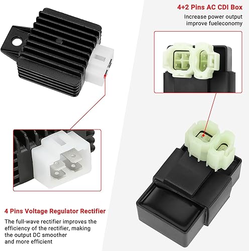 Miniatura 4 de GREHUA GY6 - Regulador de voltaje solenoide de arranque de bobina de encendido CDI compatible con Tao Tao 50cc 150cc ATM50 Pony VIP Powermax Roketa