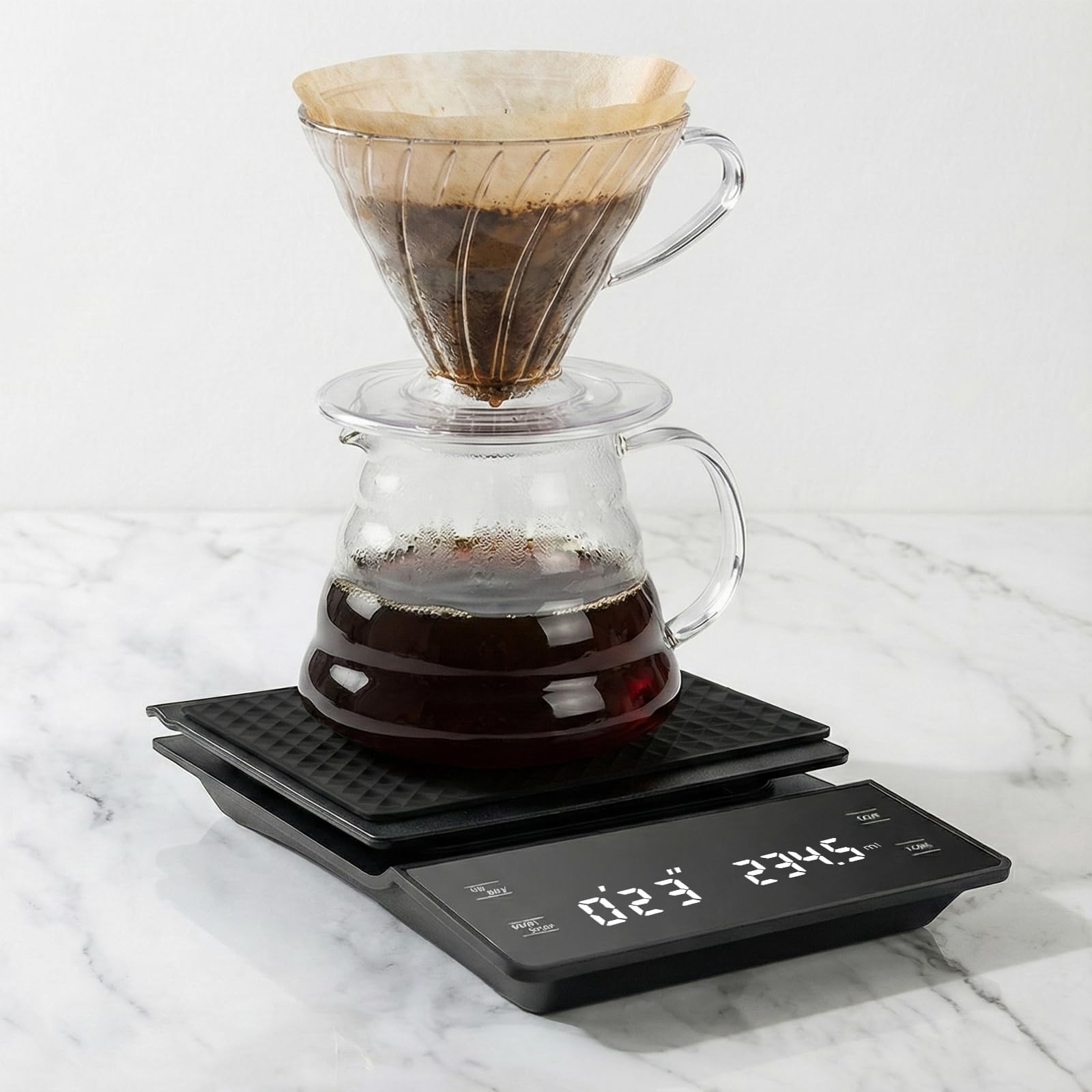 Báscula de café con temporizador, báscula de espresso de alta precisión de 3 kg/0,1 g, báscula digital de cocina para espresso y café vertido (pilas incluidas)