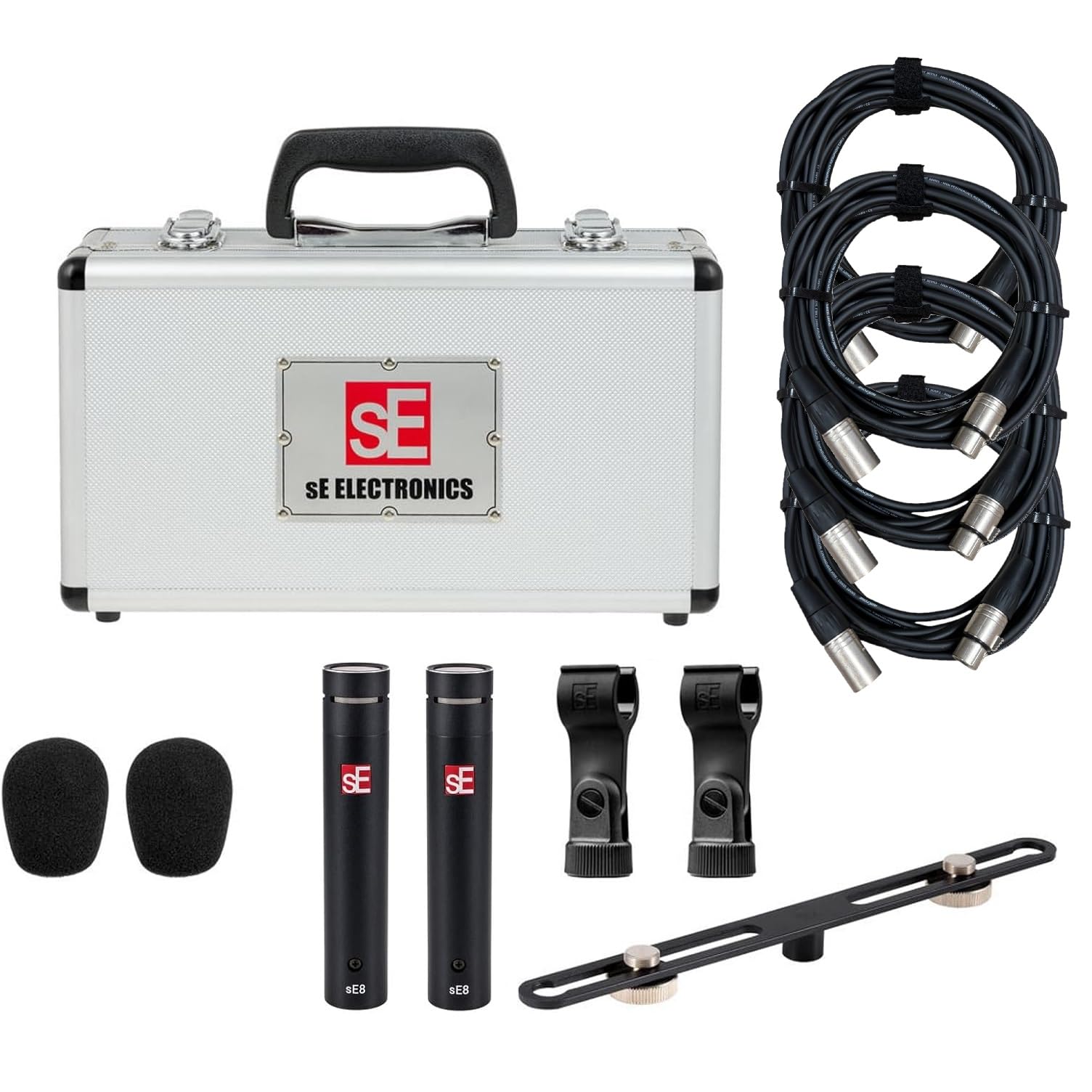 YejeySound sE Electronics - sE8 Small Diaphragm Condenser Microphone, Factory Matched Pair - Bundle with 4 20ft XLR Cables
