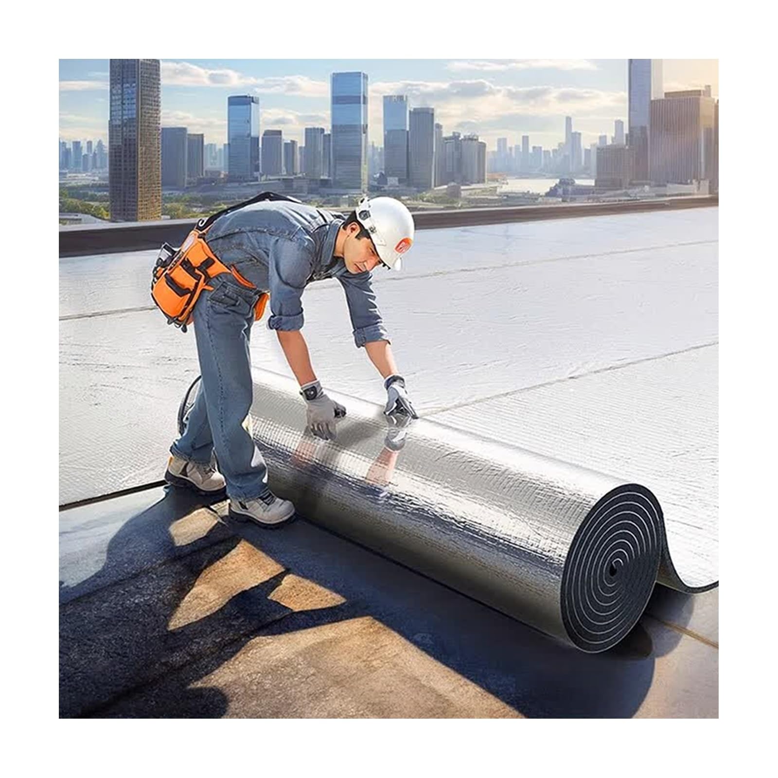 Panel autoadhesivo de aislamiento de pared Material de aislamiento de espuma de aluminio Adecuado for tejados, fábricas, paredes y automóviles.(1*3m/3.2*9.8ft,25MM(THK))