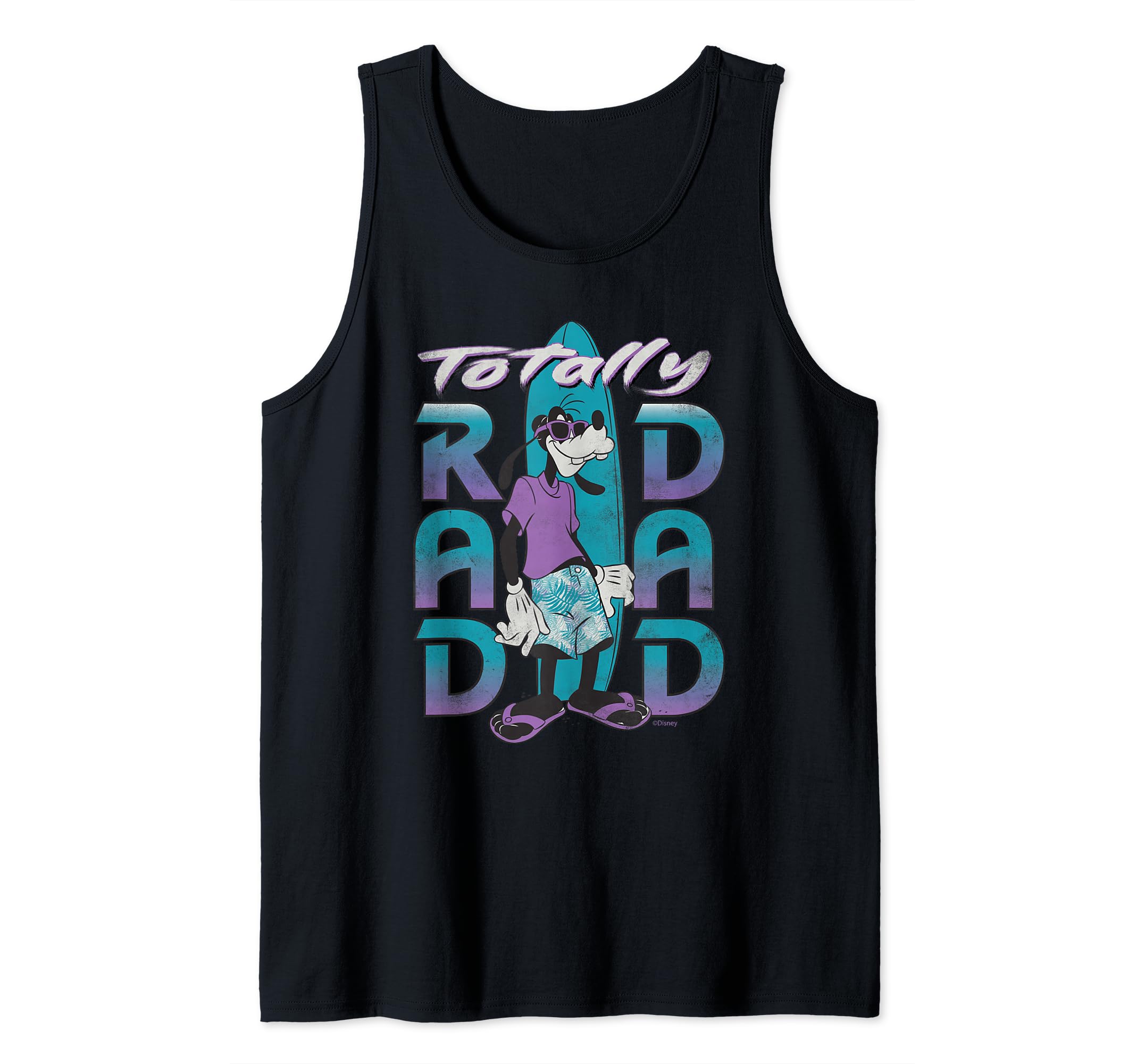 Disney Goofy Totally Rad Dad Father’s Day Surfing Distressed Tank Top