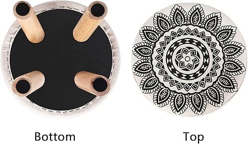 Miniatura 88 de Asense Taburete redondo otomano con reposapiés acolchado de tela, lindo reposapiés otomano con patas de madera antideslizantes, color verde surtido