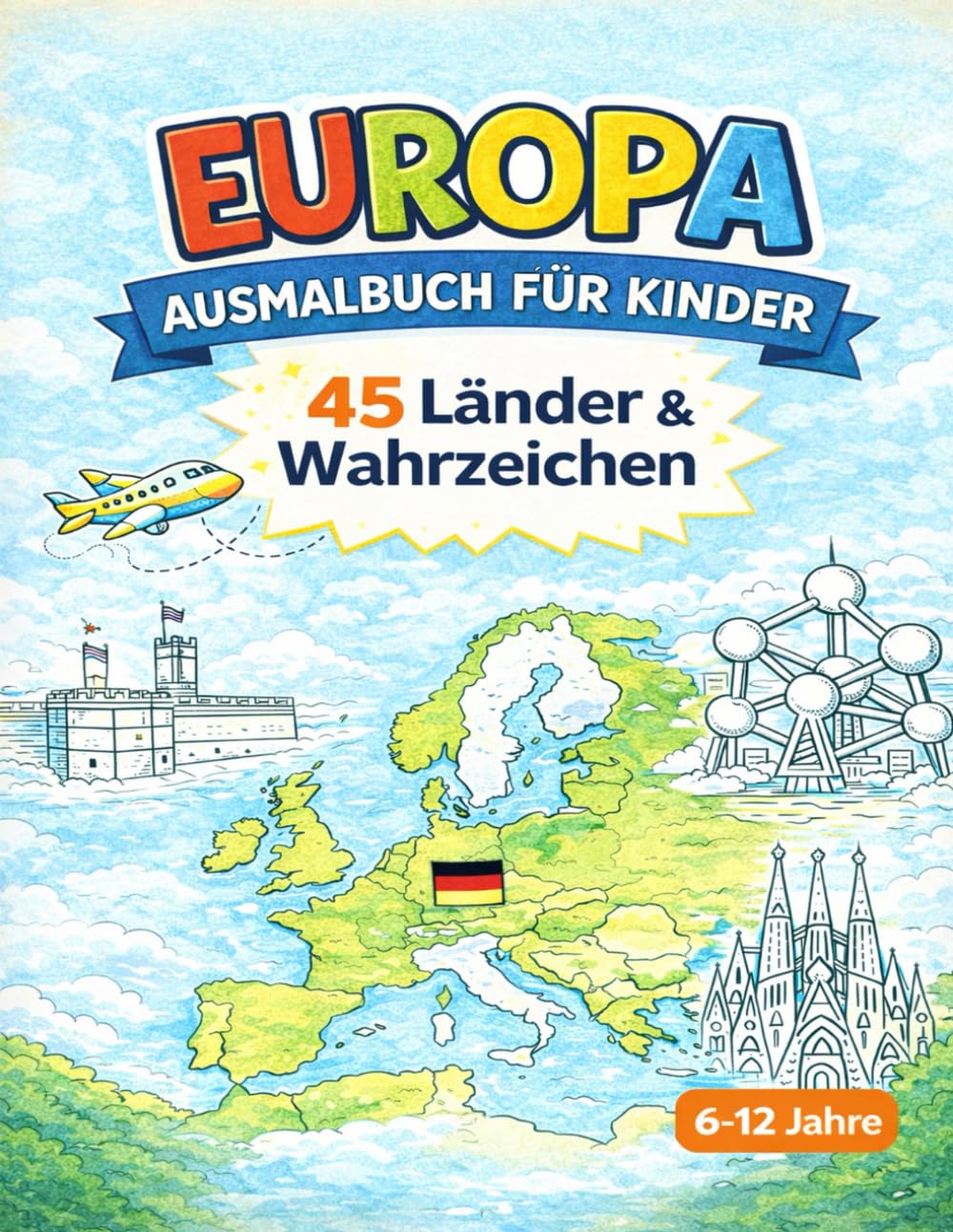 Europa-Malbuch für Kinder: 45 europäische Länder entdecken: Sehenswürdigkeiten und Wahrzeichen zum Ausmalen – für Kinder von 6 bis 12 Jahren