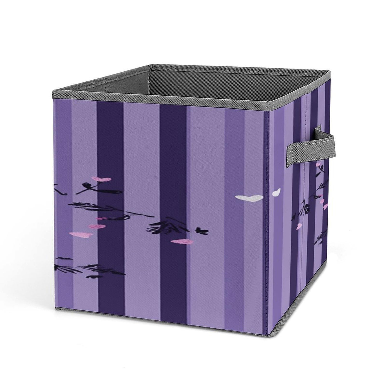 VstaDank Purple Striped Panda Storage Bin Collapsible Storage Cubes Organizer Oxford Cloth Storage Box with Dual Handles Large Stackable Closet Storage Bins for Sheets Hat Sweater